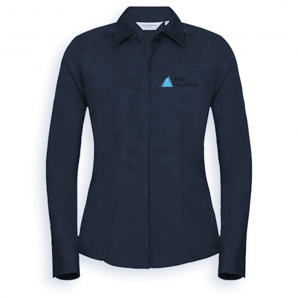 Lady´s Fitted Polycotton Poplin Shirt - grau